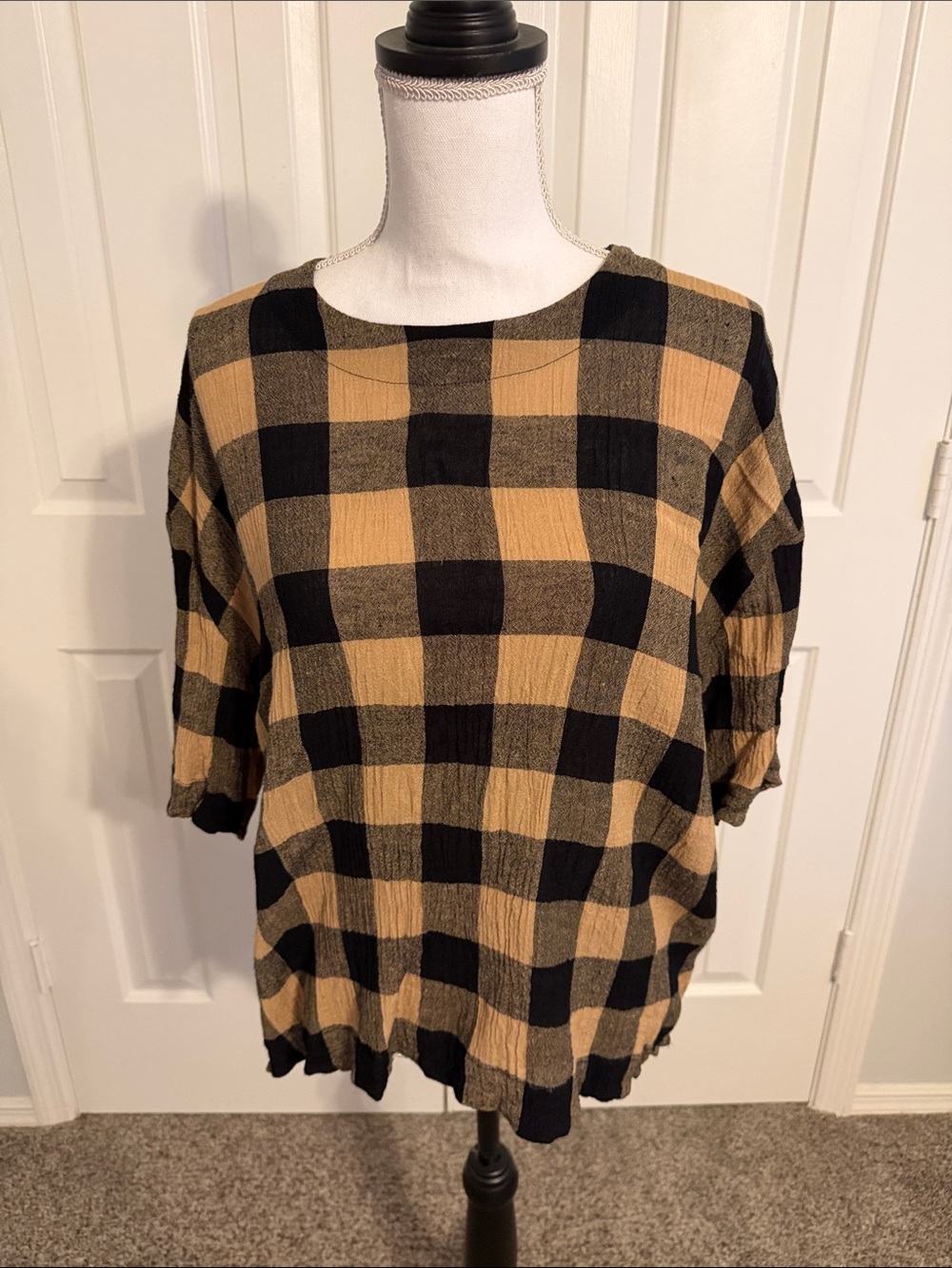 Buffalo Check Tunic Top in Black and Tan